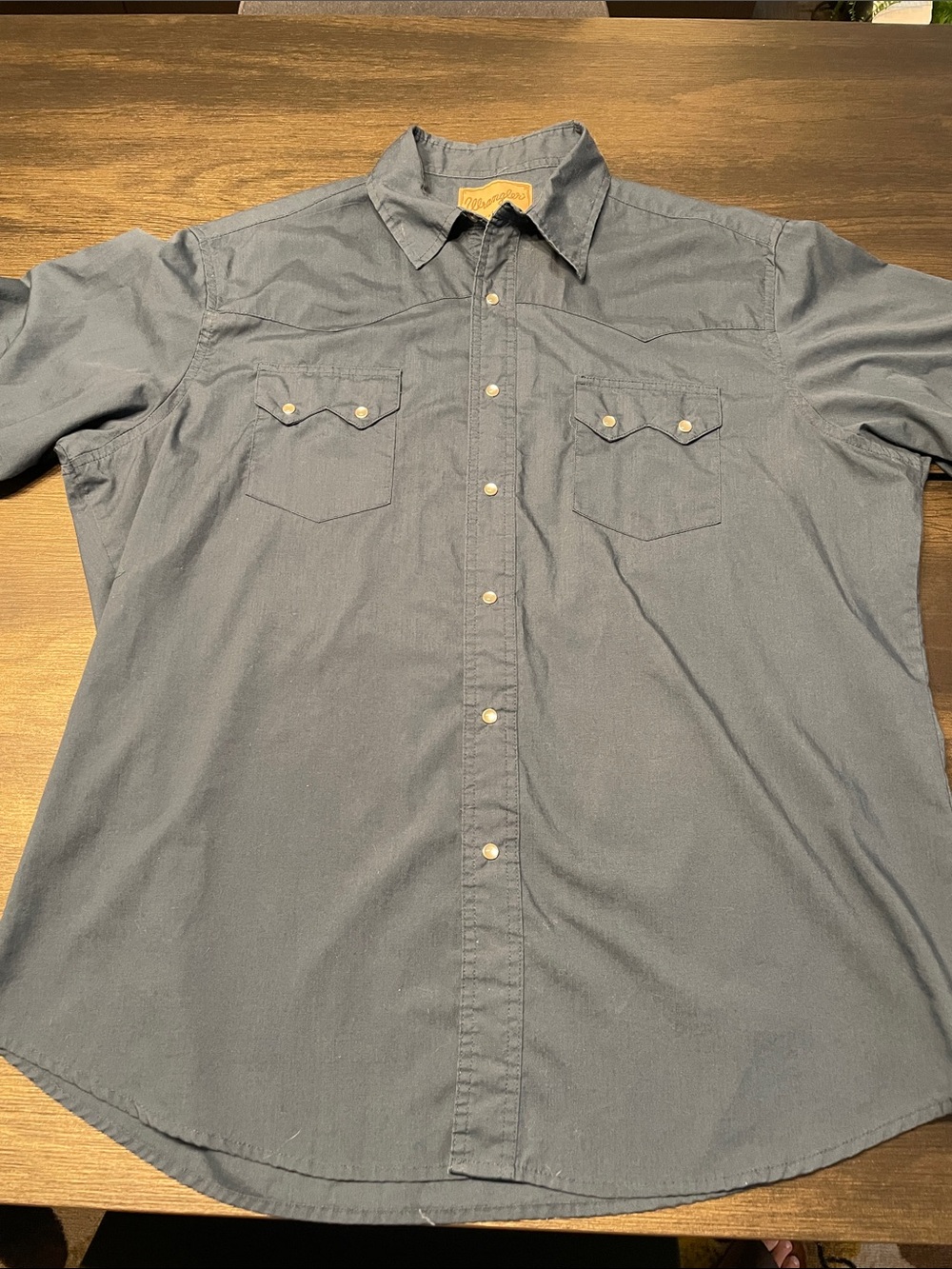 Wrangler Dark Blue Western Pearl Snap-Front Shirt